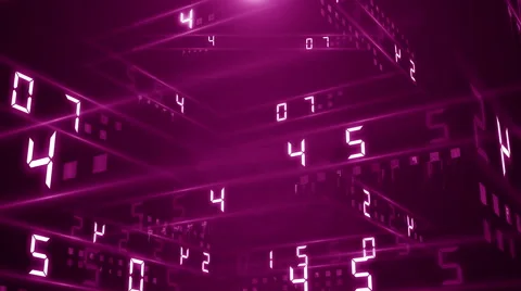 Digital technology numbers counter backgorund 4K Rotating 180 purple Stock Footage 61036771