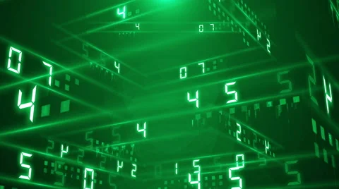 Digital technology numbers counter backgorund 4K Rotating 180 green Stock Footage 61036780