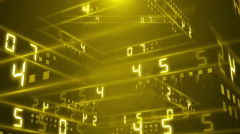 Digital technology numbers counter backgorund 4K Rotating 180 yellow Stock Footage 61036784