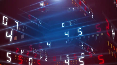 Digital technology numbers counter backgorund 4K Rotating 180 blue_red Video stock 61036798