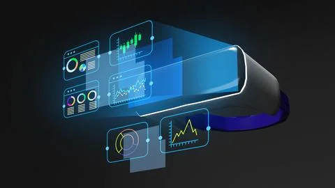 Digital technology offers visualization of data through VR and communicatio.. Illustrazione stock