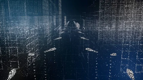 Digital technology office building of a smart city futuristic connected network Stock Footage 107575234