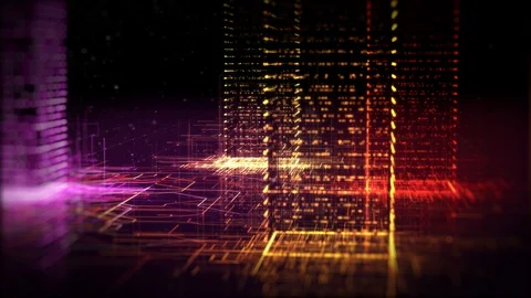 Digital technology office building of a smart city futuristic connected network Stock Footage 108194170