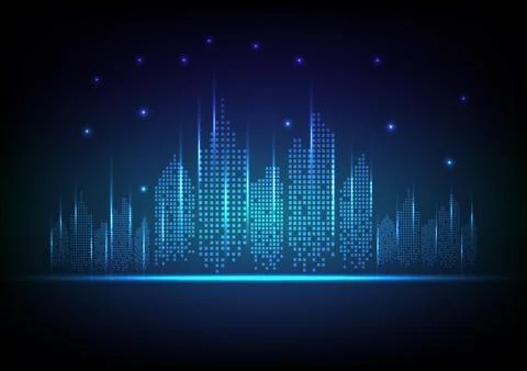 Digital  technology office cityscape background. City town company concept... Stock Illustration