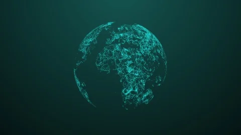 Digital technology planet with continent forming. Triangulated structure. Glows Stock Footage 97101823