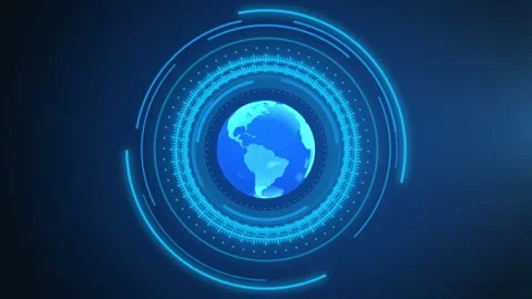 Digital technology plexus Hud Globe World map background Stock Footage 162325126