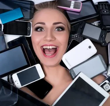 Digital technology progress. Happy customer posing Stock Photos