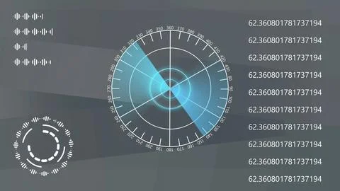 Digital technology radar screen on dark background HUD Interface design ill.. Stock Illustration