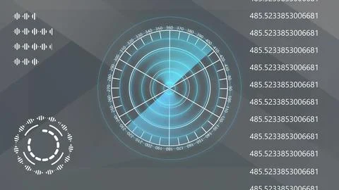 Digital technology radar screen on dark background HUD Interface design ill.. Stock Illustration