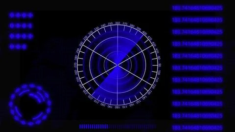 Digital technology radar screen on dark background HUD Interface design ill.. Stock Illustration