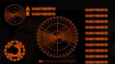 Digital technology radar screen on dark background HUD Interface design ill.. Stock Illustration