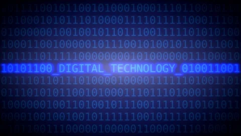 Digital technology - rotating characters, blue variant. Seamless loop able Stock Footage 100798024
