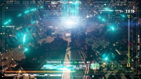 Digital technology rotation, Hi-Tech futuristic user interface head up displa Stock Footage 123578804