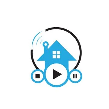 Digital technology safety automation smart home logo concept graphic design Stock Illustration