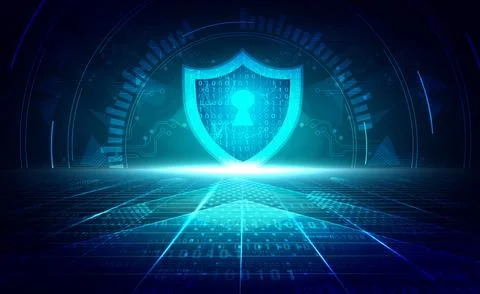 Digital technology secure blue green background concept, cyber security access Stock Illustration