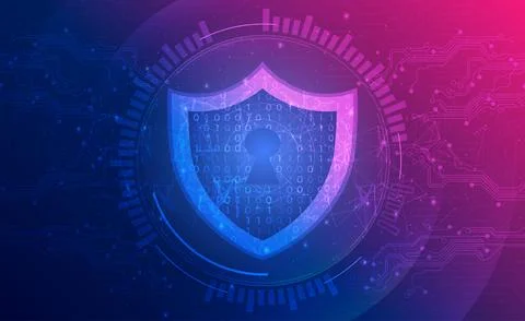 Digital technology secure pink blue background concept, cyber security access ai Stock Illustration
