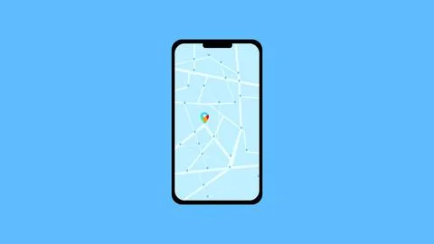Digital technology smart phone on a light background. Gps navigation illust.. Stock Illustration