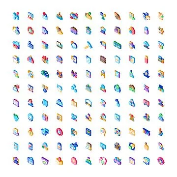 Digital technology solutions isometric icon collection web design Illustrazione stock