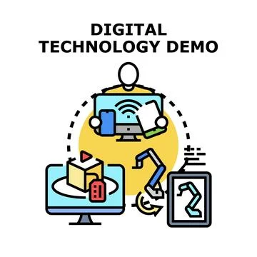 Digital technology solutions presenting innovative demonstration concepts Illustration