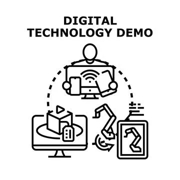 Digital technology solutions presenting innovative demonstration concepts Illustration