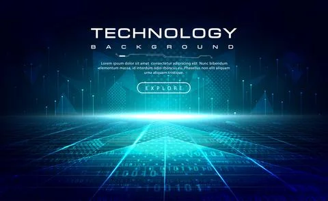 Digital technology speed connect blue green background cyber nano information Stock Illustration