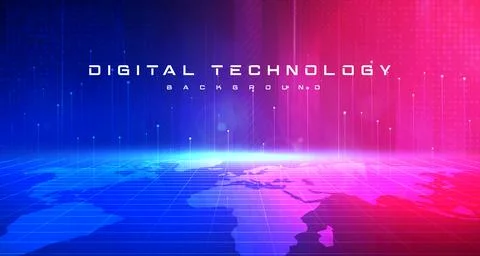 Digital technology speed connect blue pink background cyber information meta Stock Illustration