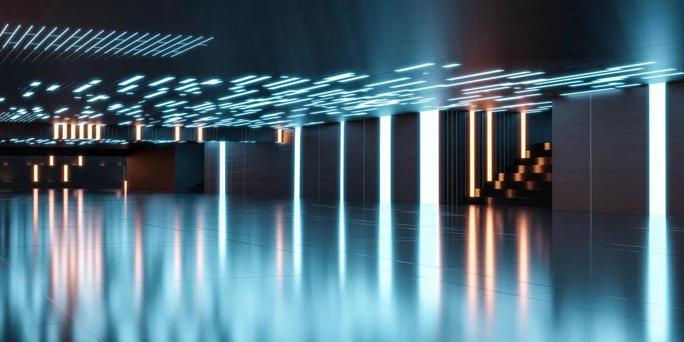 Digital technology surface interior 3d render illustration Stock Illustration