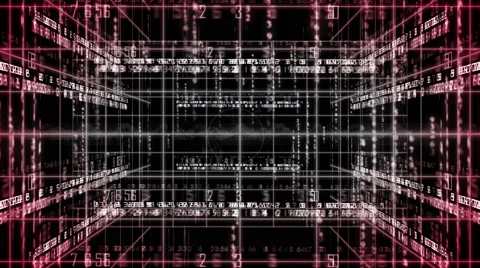Digital technology text numbers backgorund LOOP 4K red+colorless Stock Footage 68565141