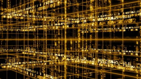 Digital technology text numbers backgorund rotation 360 LOOP 4K yellow Stock Footage 68566043