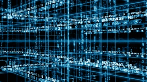 Digital technology text numbers backgorund rotation 360 LOOP 4K blue Video stock 68566067