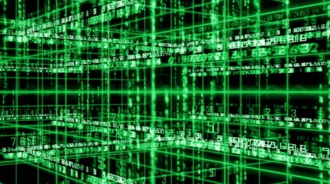 Digital technology text numbers backgorund rotation 360 LOOP 4K green Stock Footage 68566077