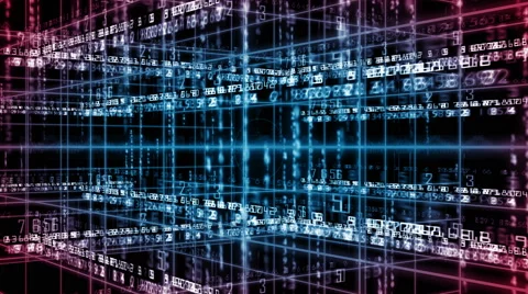 Digital technology text numbers backgorund rotation 360 LOOP 4K red+blue Stock Footage 68566184