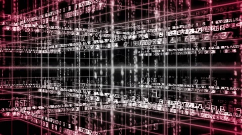 Digital technology text numbers backgorund rotation 360 LOOP 4K red+colorless Stock Footage 68566199