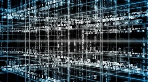 Digital technology text numbers backgorund rotation 360 LOOP 4K blue+colorless Stock Footage 68566233