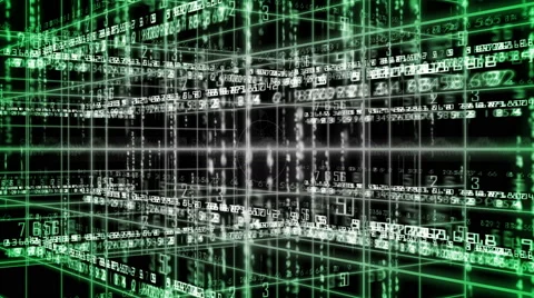Digital technology text numbers backgorund rotation 360 LOOP 4K green+colorless Stock Footage 68566282