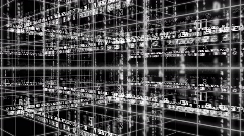 Digital technology text numbers backgorund perspective 4K colorless Stock Footage 68566649