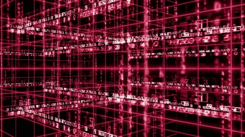 Digital technology text numbers backgorund perspective 4K red Stock Footage 68566657