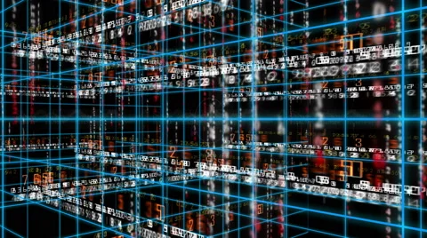 Digital technology text numbers backgorund perspective 4K mixed color Stock Footage 68566662