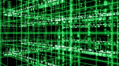 Digital technology text numbers backgorund perspective 4K green Stock Footage 68566675