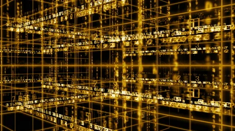Digital technology text numbers backgorund perspective 4K yellow Stock Footage 68566681