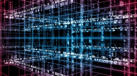 Digital technology text numbers backgorund perspective 4K red+blue Video stock 68566731