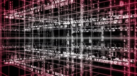 Digital technology text numbers backgorund perspective 4K red+colorless Video stock 68566738