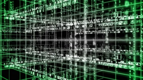 Digital technology text numbers backgorund perspective 4K green+colorless Stock Footage 68566745