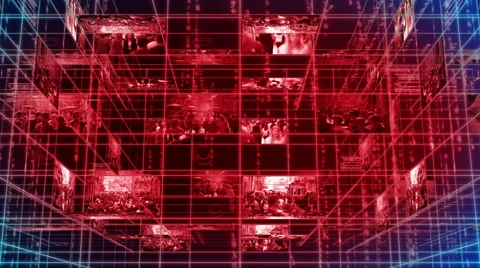 Digital technology text numbers with video tilt backgorund 4K blue+red Stock Footage 68568968