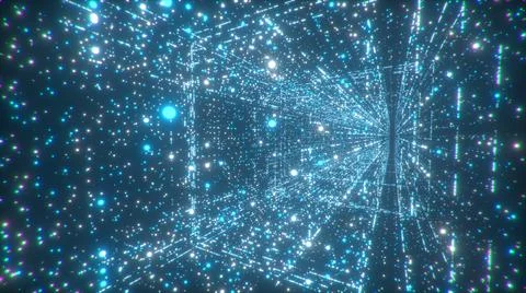 Digital technology tunnel. 3D illustration Big Data Digital square corridor with Illustrazione stock