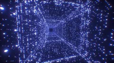 Digital technology tunnel. 3D illustration Big Data Digital square corridor with 스톡 일러스트