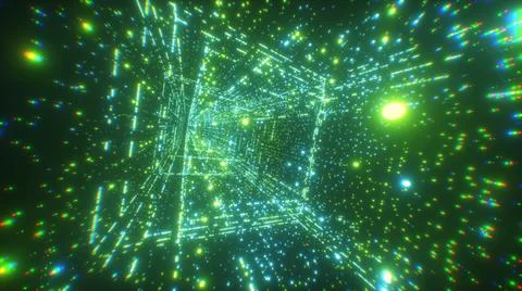 Digital technology tunnel. 3D illustration Big Data Digital square corridor with Illustrazione stock