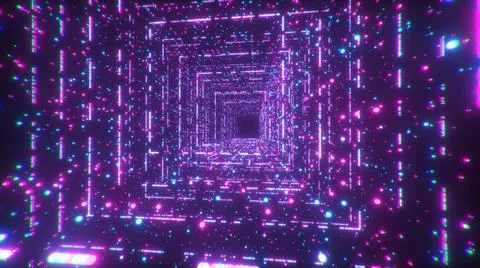 Digital technology tunnel. 3D illustration Big Data Digital square corridor with 스톡 일러스트