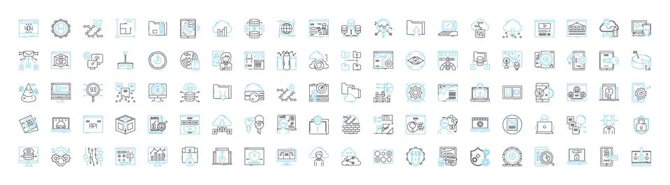 Digital technology vector line icons set. Digital, Technology, Computers Stock Illustration