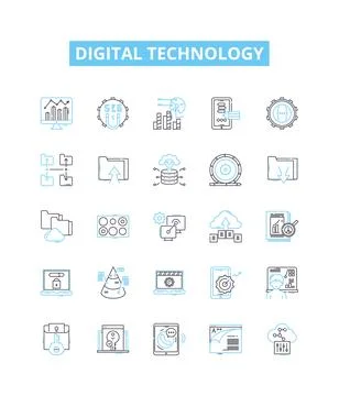 Digital technology vector line icons set. Digital, Technology, Computers Illustrazione stock